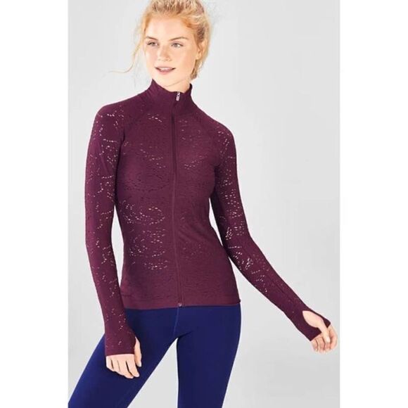 NWT Fabletics Luciana Seamless Purple Zip Up Jacket - Size: Small - Picture 2 of 8